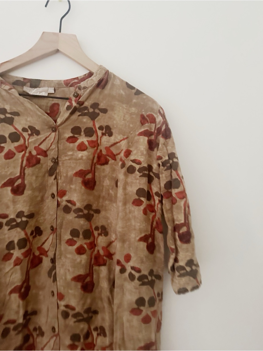 Floral Button-Front Kurti in Olive & Rust + matching bottoms